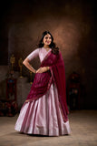 Jacquard Silk Pink Lehenga Choli Set - women's fashion mart