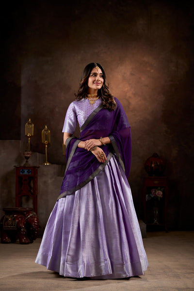 Elegant Jaquard Lavender Lehenga Choli Set - women's fashion mart