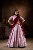 Jacquard Silk Pink Lehenga Choli Set - women's fashion mart