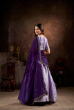 Elegant Jaquard Lavender Lehenga Choli Set - women's fashion mart