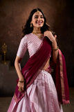 Jacquard Silk Pink Lehenga Choli Set - women's fashion mart