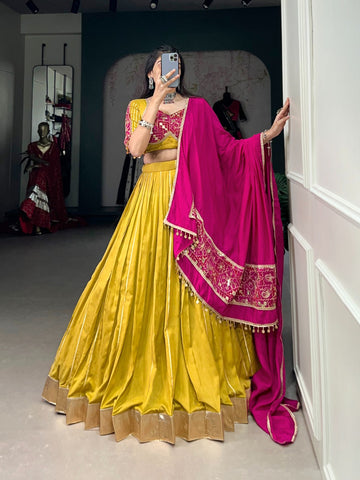 Plain Zari Weaved Chanderi Silk Lehenga Choli - women's fashion mart