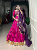 Plain Zari Weaved Chanderi Silk Lehenga Choli - women's fashion mart