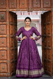 Gaji Silk Traditional Bandhej Printed Wine Gown - women's fashion mart
