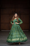 Pure Gaji Silk Bandhni Printed Green Traditional Gown - women's fashion mart