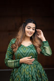 Pure Gaji Silk Bandhni Printed Green Traditional Gown - women's fashion mart