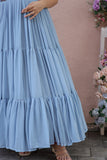 Sky Blue Faux Georgette Floral Printed Gown - women's fashion mart