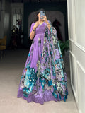 Tussar Silk Floral Printed Gown With Dupatta - women's fashion mart