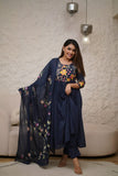 Anarkali Embroidered 3-Piece Suit Set  women's fashion mart