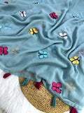 New Partywear Look Butterfly Pattern Georgette Desiner Saree  women's fashion mart