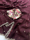 Georgette Crush with Embroidery Butti & Arka Border Saree Wit Digital Print Blouse  women's fashion mart