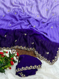 New Partywear Shimmer Georgette 3D Shaded Saree with Embroidery & Diamond Work  women's fashion mart