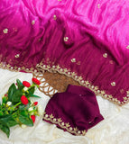 New Partywear Shimmer Georgette 3D Shaded Saree with Embroidery & Diamond Work  women's fashion mart