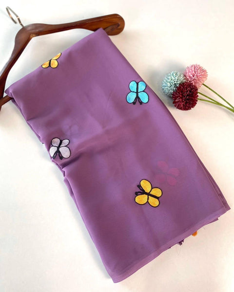 Butterfly Pattern Georgette Saree  women's fashion mart