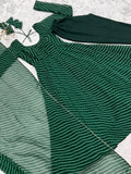 Green Color Leheriya Print Anarkali Gown With Dupatta