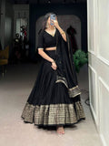 Amazing Pure Chanderi Embellished Lehenga Choli -Lehenga Choli Black / XS women's fashion mart