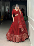 Amazing Pure Chanderi Embellished Lehenga Choli -Lehenga Choli Red / XS women's fashion mart