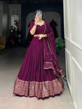 Amazing Pure Chanderi Embellished Lehenga Choli -Lehenga Choli Wine / XS women's fashion mart