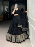 Amazing Pure Chanderi Embellished Lehenga Choli -Lehenga Choli Wine / XS women's fashion mart