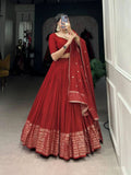 Amazing Pure Chanderi Embellished Lehenga Choli -Lehenga Choli Wine / XS women's fashion mart