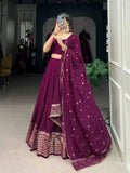 Amazing Pure Chanderi Embellished Lehenga Choli -Lehenga Choli Wine / XS women's fashion mart