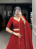 Amazing Pure Chanderi Embellished Lehenga Choli -Lehenga Choli Wine / XS women's fashion mart
