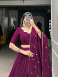 Amazing Pure Chanderi Embellished Lehenga Choli -Lehenga Choli Wine / XS women's fashion mart
