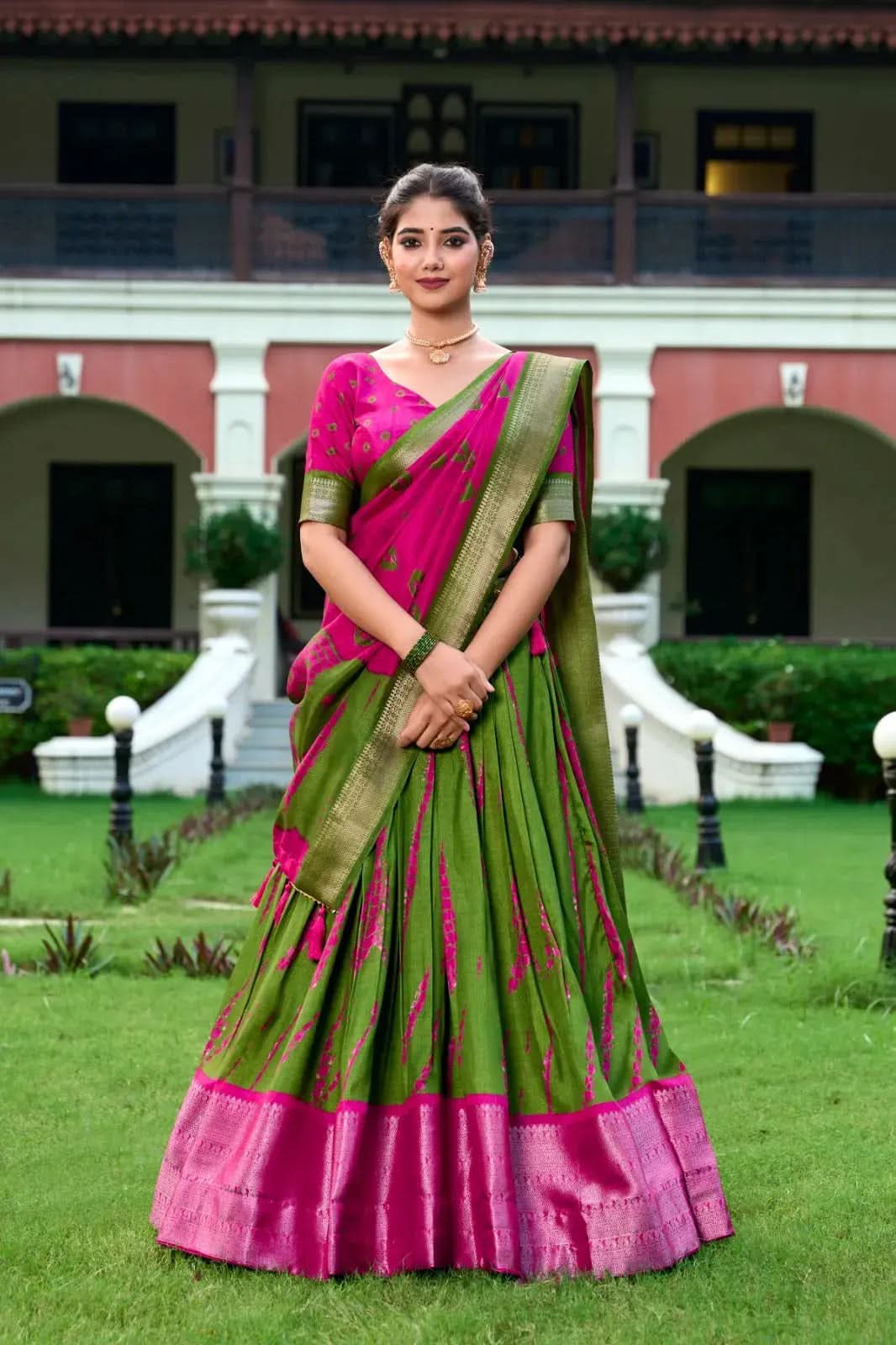 Extraordinary Dola Silk Shibori Printed Pink  lehenga Choli - women's fashion mart