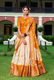 Mesmeric Dola Silk Shibori Printed Mustard lehenga Choli - women's fashion mart