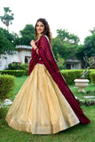 Enchanting  Kanchipuram Zari Weaved Cream Lehenga Choli Set - women's fashion mart