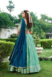 Stunning  Kanchipuram Zari Weaved Pista Lehenga Choli Set - women's fashion mart