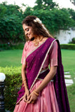 Fiery Kanchipuram Zari Weaved Pink Lehenga Choli Set - women's fashion mart