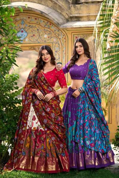 Impressive Tussar Silk Kalamkari Printed Lehenga Choli Set - women's fashion mart