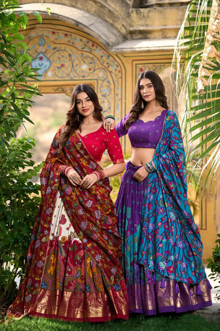 Impressive Tussar Silk Kalamkari Printed Lehenga Choli Set - women's fashion mart