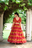 Ravishing Chiffon Red Floral Printed Lehenga Choli - women's fashion mart