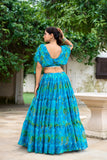 Dreamlike Chiffon Sky Blue Floral Printed Lehenga Choli - women's fashion mart