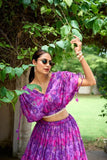 Elegant Chiffon Purple Floral Printed Lehenga Choli - women's fashion mart