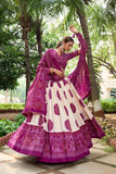Ravishing Tussar Silk Lehenga Choli  With Bandhej Print - women's fashion mart
