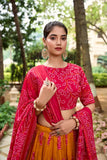Ravishing Tussar Silk Lehenga Choli  With Bandhej Print - women's fashion mart