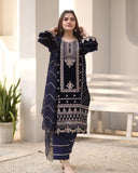 Royal Velvet Charm - Winter Cording Sequence Embroidery Suit - S women's fashion mart