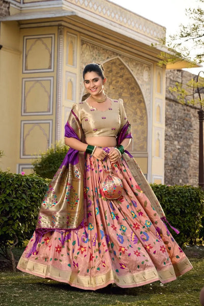 Paithani Jacquard Silk Weaving Zari Worked Lehenga Choli - women's fashion mart