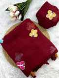 New Partywear Look Butterfly Pattern Georgette Desiner Saree  women's fashion mart