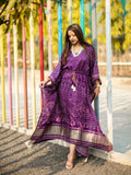 Wine Color Digital Bandhej Print Pure Gaji Silk Kaftan Dress - women's fashion mart