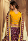 Impressive Gaji Silk Wine-Yellow Patola Printed Lehenga Choli - women's fashion mart