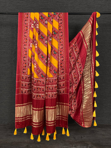 Yellow Color Digital Patola Printed Pure Gaji Silk Dupatta