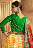 Blazing Gaji Silk Yellow-Green Patola Printed Lehenga Choli - women's fashion mart