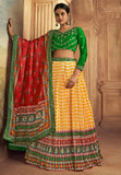 Blazing Gaji Silk Yellow-Green Patola Printed Lehenga Choli - women's fashion mart