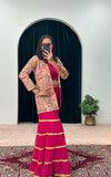 sequence embroidery work koti with palazzo full stitched suit -Designer Suit Red women's fashion mart