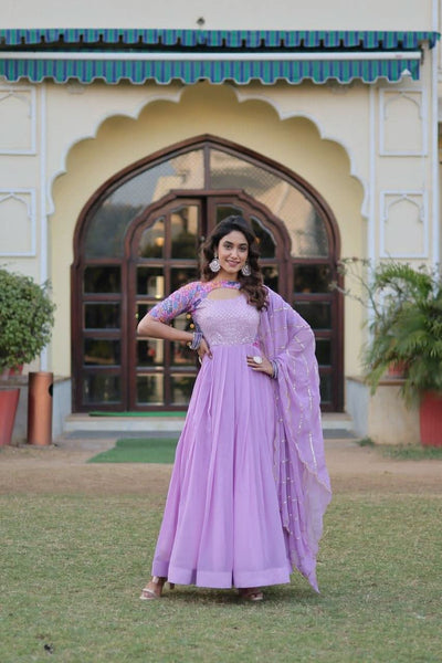 Adorable Faux Georgette Rich Position Printed Gown With Dupatta - women's fashion mart