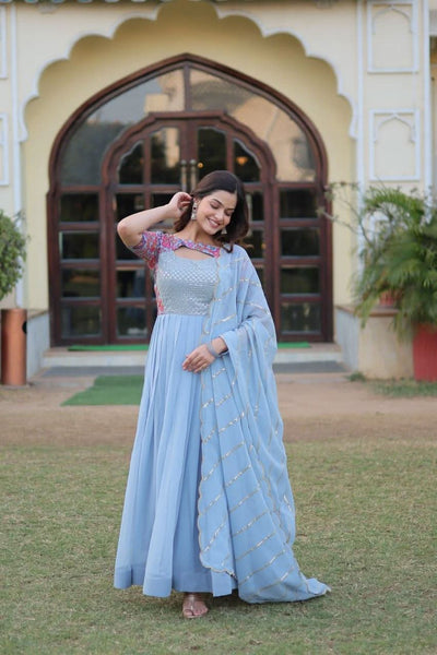Adorable Faux Georgette Rich Position Printed Gown With Dupatta - women's fashion mart